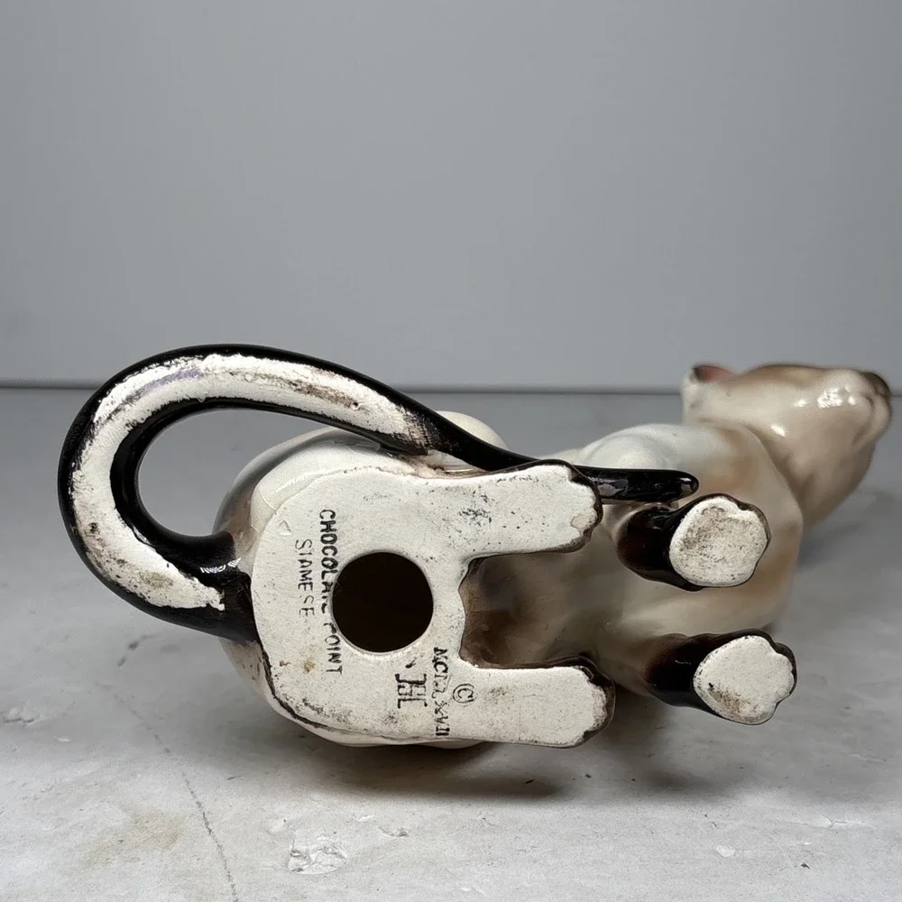 Vintage 1967 Chocolate Point‎ Siamese Cat Porcelain Figurine Japan